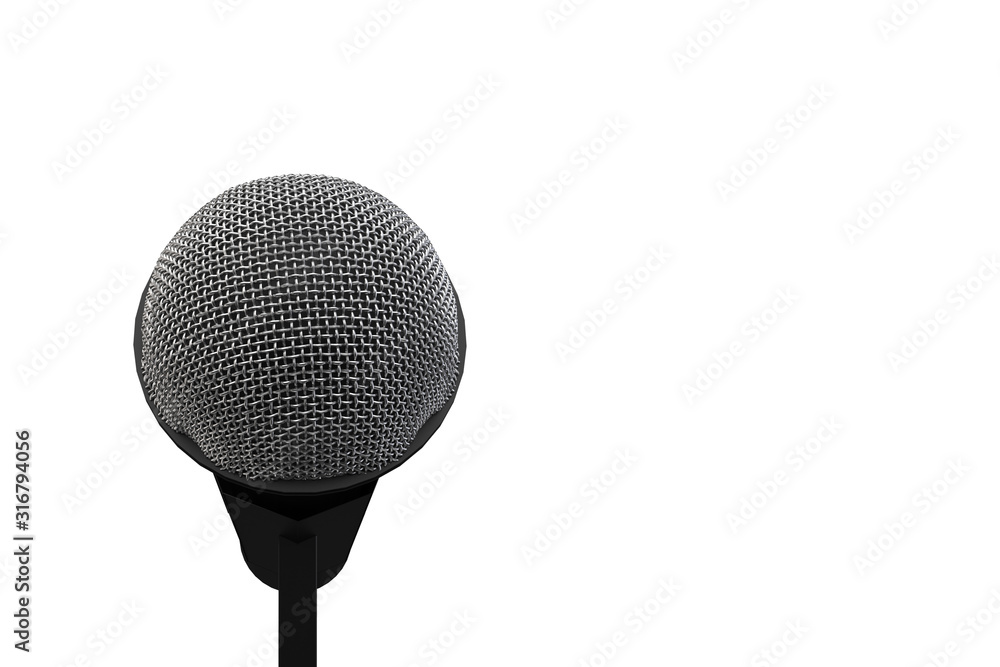 Aufkleber 3d rendering. a microphone head with clipping path isolated on white background.