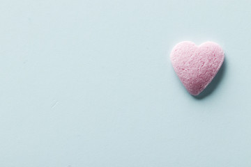 Decorative hearts on a blue background. Valentine's day decor concept. February 14