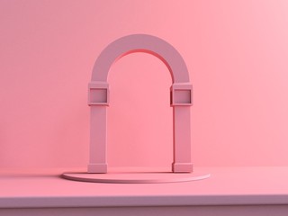 Fashion Background, Arch on the table, Pink abstract background