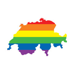 Obraz premium Switzerland LGBTQ gay pride flag map