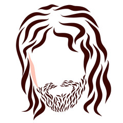 Jesus Christ, head with a brown beard and hair