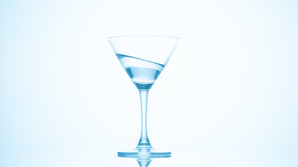 Martini glass on color background