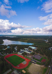 Sports arena aerial view