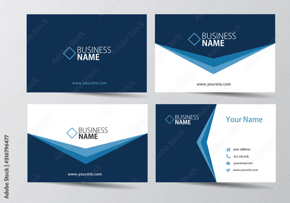 Wall mural blue business card. visiting card template two sides