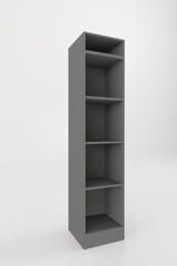 Black Floor Display Rack For Supermarket Blank Empty Displays With Shelves Products On White Background Isolated.