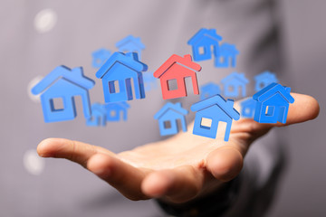 Real Estate Agent house hand concept.