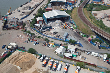 Arial View of Industrial construction and recycling plant