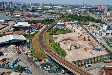 Arial View of Industrial construction and recycling plant
