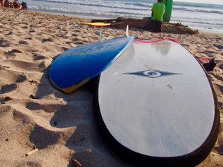 Surfboards on a beach