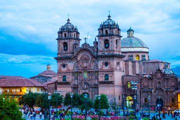 Fototapeta premium Cathedral of Cusco, Peru in thу evening