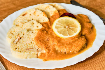 Czech food svickova on plate