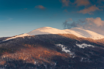 Polonyna Carynska and Wetlinska in Carpathian Mountains at Winter Season. Bieszczady, Poland