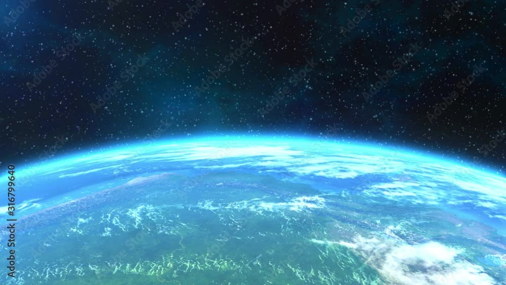 Poster horizontal close-up view of the earth. elements of this 3d animation were furnished by nasa.