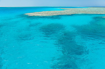 Egypt, Red Sea, blue clear water, horizon.