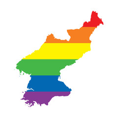 North Korea LGBTQ gay pride flag map