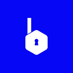 logo letter b security. design combination of letter a and padlock into one unique and simple logo.white texture.blue isolated. for company and graphic design. modern template. vector illustration