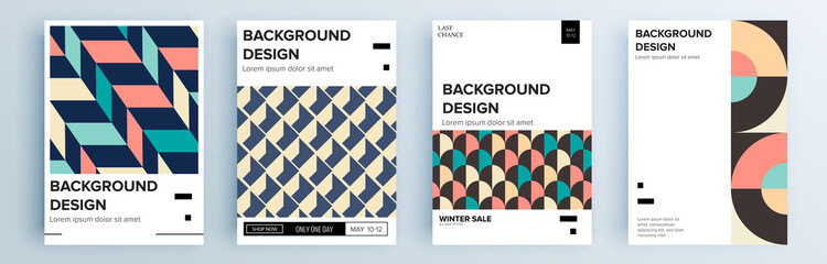 Fototapeta Modern abstract covers set, minimal covers design. Colorful geometric background, vector illustration. obraz