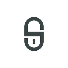 logo letter s security. design combination of a letter and padlock into one unique and simple logo. gray texture. white isolated. for company and graphic design. modern template. vector illustration