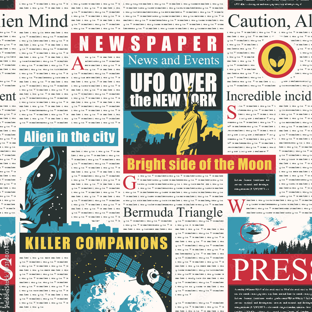 Poster vector seamless pattern with newspaper columns. magazine or newspaper background with unreadable tex