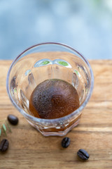 Round ice cubes made from fresh coffee.