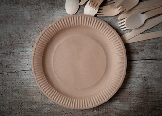 disposable eco dishes from paper cardboard spoon fork knife