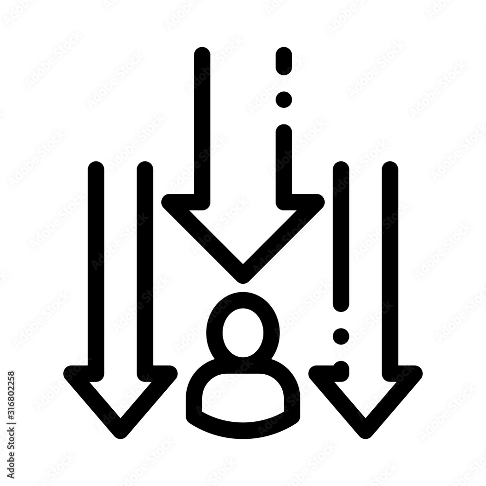 Poster man down arrows icon vector. outline man down arrows sign. isolated contour symbol illustration