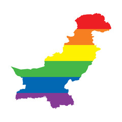 Obraz premium Pakistan LGBTQ gay pride flag map