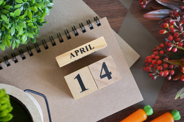 April 14, Cover natural Calendar, Appointment Date design.	