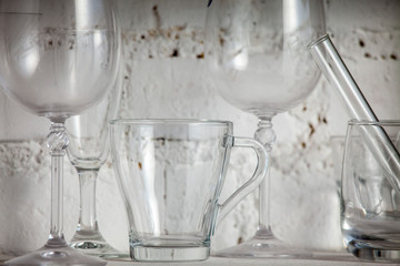 different glasses and test tube