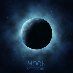 Crescent Moon. Moon in Clouds. The Background of the Moon in the Starry Sky. Moonlight in the Night Sky. Vector Illustration. © Alexander H.