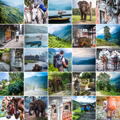 Collage of diffefent views of Nepal