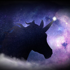 Galaxy unicorn silhouette art
