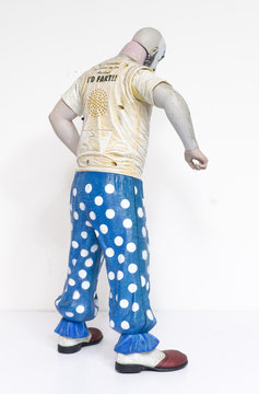 london, england, 05/05/2018 captain spaulding serial killer clown action figure  from the film house of 1000 corpses and devils rejects.  1990s.  created by rob zombie film director and writer.
