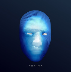 The mask. Artificial intelligence. Anonymous social masking. Face scanning. Can be used for avatar, science or technology. Cyber crime and cyber security concept illustration. Vector.