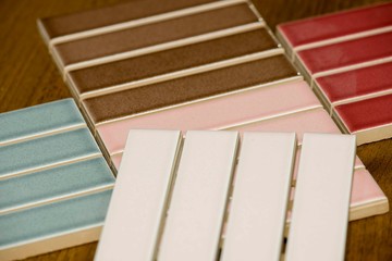 Tiles in different colors. Ceramic tiles, decorative materials for repair and decoration