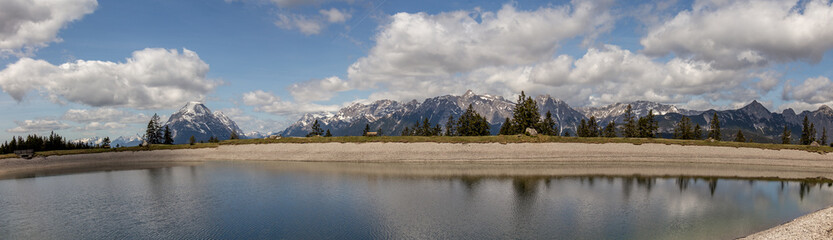 Alps in the vicinity of Seefeld. Lake of cold water. Seefeld, Tyrol, Austria
