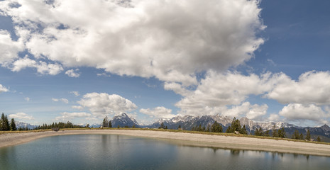 Alps in the vicinity of Seefeld. Lake of cold water. Seefeld, Tyrol, Austria