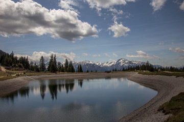 Alps in the vicinity of Seefeld. Lake of cold water. Seefeld, Tyrol, Austria