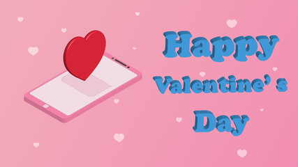 vector of happy valentine's day on pink background
