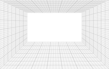 room perspective with thin and bold grid