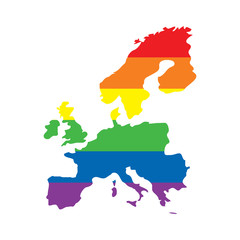 Europe LGBTQ gay pride flag map