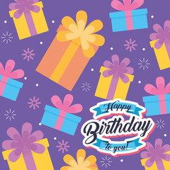 happy birthday celebration card with gifts