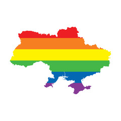 Fototapeta premium Ukriane LGBTQ gay pride flag map