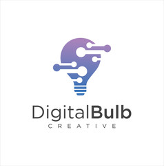 Bulb Tech Logo . Smart bulb digital logo icon . Idea creative light bulb logo . Bulb digital logo technology Idea . Bulb Logo Design Colorfull . 