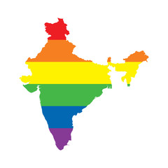 Obraz premium India LGBTQ gay pride flag map