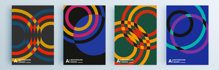 Fototapeta premium Modern abstract covers set, minimal covers design. Colorful geometric background, vector illustration.