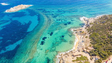Obraz na płótnie Canvas Tigania beach in Greece aerial.