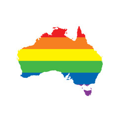 Obraz premium Australia LGBTQ gay pride flag map