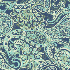 Damask paisley seamless vector pattern. Floral vintage background