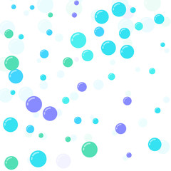 Festive multicolored circles, confetti. Randomly scattered colored bubbles. Childish vibrant round dots on white background for decoration. Vector illustration.